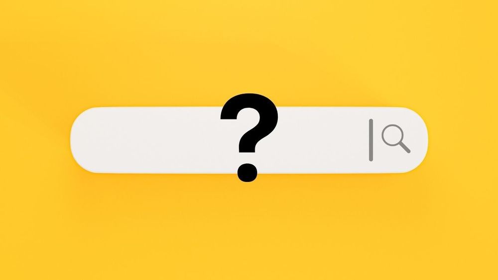 Search bar with a question mark over it, representing the address bar of a browser