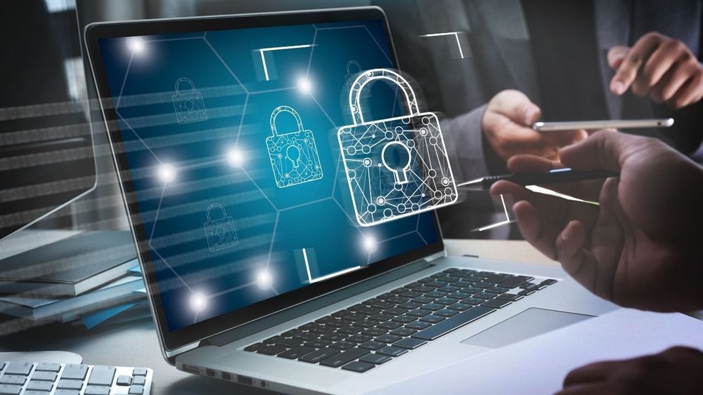 Padlock hovering over a computer, representing secure browsing