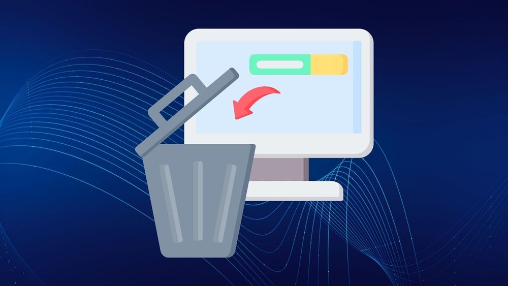 Trash can in front of computer showing how to uninstall on Mac
